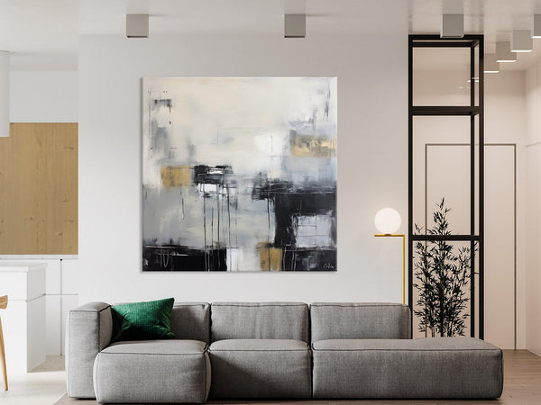 Modern Acrylic Artwork, Contemporary Canvas Artwork, Original Modern Wall Art, Black Canvas Paintings, Large Abstract Painting for Bedroom-Silvia Home Craft