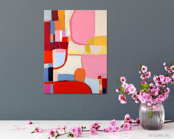 Original Canvas Artwork, Contemporary Acrylic Painting on Canvas, Large Painting for Dining Room, Simple Abstract Art, Wall Art Paintings-Silvia Home Craft