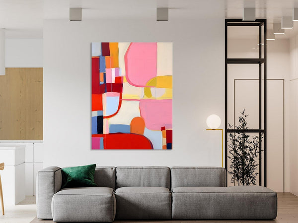 Original Canvas Artwork, Contemporary Acrylic Painting on Canvas, Large Painting for Dining Room, Simple Abstract Art, Wall Art Paintings-Silvia Home Craft