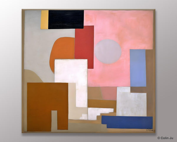 Extra Large Canvas Paintings for Living Room, Original Modern Abstract Artwork, Geometric Modern Canvas Art, Abstract Wall Art for Sale-Silvia Home Craft