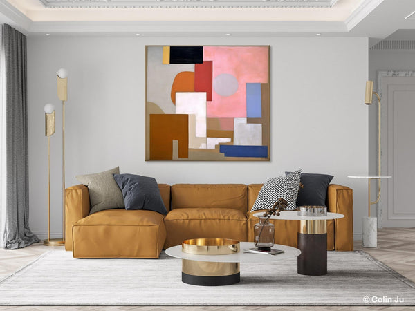 Extra Large Canvas Paintings for Living Room, Original Modern Abstract Artwork, Geometric Modern Canvas Art, Abstract Wall Art for Sale-Silvia Home Craft