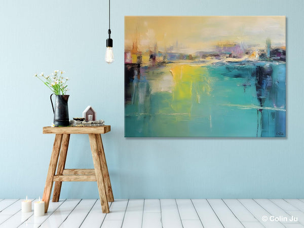 Original Canvas Artwork, Contemporary Acrylic Painting on Canvas, Large Painting for Dining Room, Simple Abstract Art, Wall Art Paintings-Silvia Home Craft