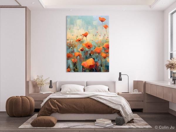 Flower Canvas Paintings, Flower Field Painting, Large Original Landscape Painting for Bedroom, Acrylic Paintings on Canvas, Hand Painted Art-Silvia Home Craft