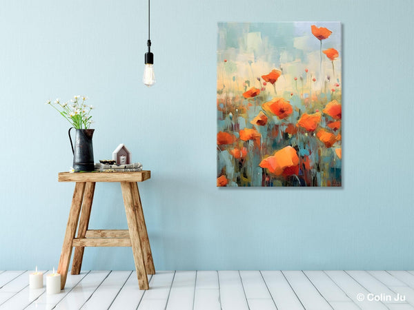 Flower Canvas Paintings, Flower Field Painting, Large Original Landscape Painting for Bedroom, Acrylic Paintings on Canvas, Hand Painted Art-Silvia Home Craft