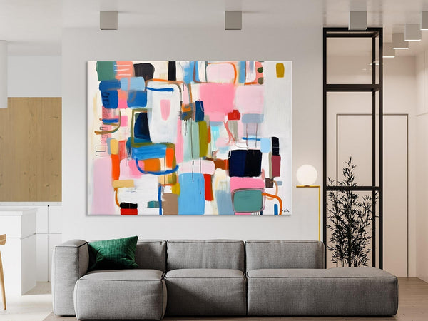Large Wall Art Ideas for Living Room, Hand Painted Canvas Art, Oversized Canvas Paintings, Original Abstract Art, Contemporary Acrylic Art-Silvia Home Craft