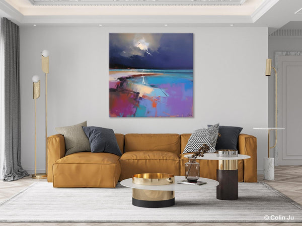 Landscape Canvas Paintings, Hand Painted Canvas Art, Landscape Acrylic Art, Original Abstract Art, Large Landscape Paintings for Living Room-Silvia Home Craft