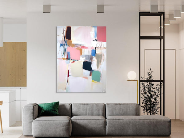 Abstract Painting on Canvas, Contemporary Acrylic Paintings, Extra Large Canvas Painting for Bedroom, Original Abstract Wall Art for Sale-Silvia Home Craft
