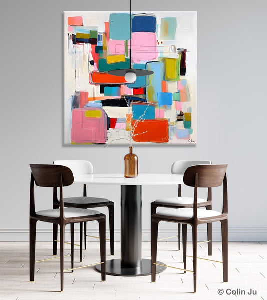 Original Abstract Wall Art, Geometric Modern Acrylic Art, Large Abstract Art for Bedroom, Modern Canvas Paintings, Contemporary Canvas Art-Silvia Home Craft