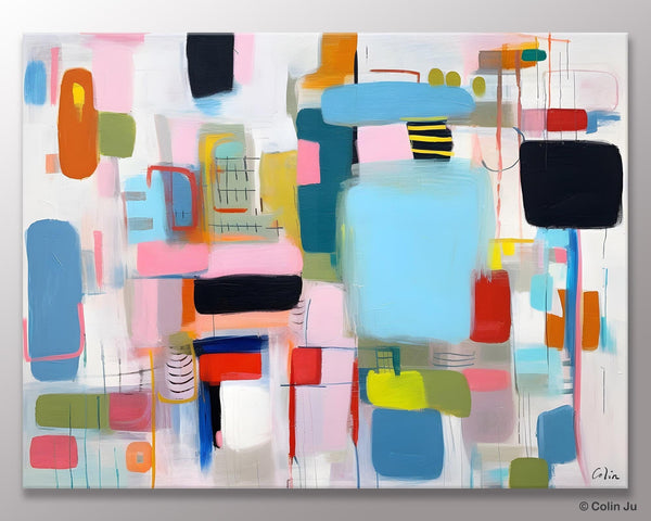 Original Abstract Art, Hand Painted Canvas Art, Modern Wall Art Ideas for Dining Room, Large Canvas Paintings, Contemporary Acrylic Painting-Silvia Home Craft