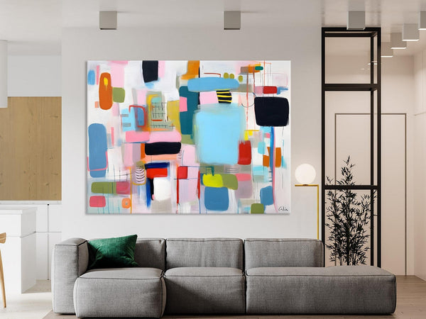 Original Abstract Art, Hand Painted Canvas Art, Modern Wall Art Ideas for Dining Room, Large Canvas Paintings, Contemporary Acrylic Painting-Silvia Home Craft