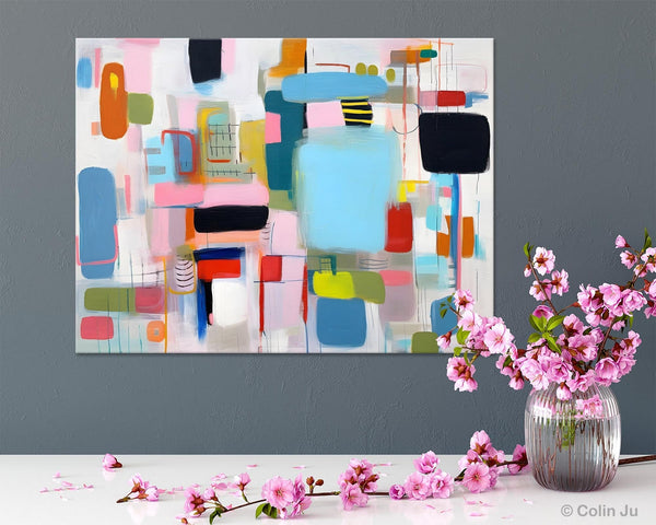 Original Abstract Art, Hand Painted Canvas Art, Modern Wall Art Ideas for Dining Room, Large Canvas Paintings, Contemporary Acrylic Painting-Silvia Home Craft