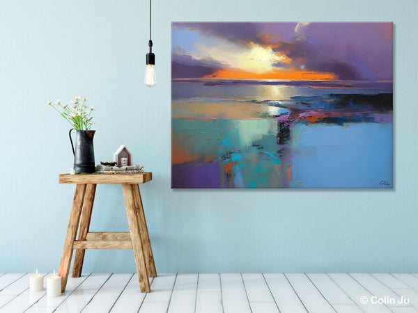 Landscape Canvas Paintings for Living Room, Original Landscape Paintings, Extra Large Modern Wall Art Paintings, Acrylic Painting on Canvas-Silvia Home Craft