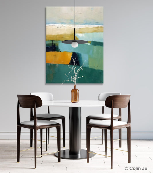 Large Geometric Abstract Painting, Landscape Canvas Paintings for Bedroom, Acrylic Painting on Canvas, Original Landscape Abstract Painting-Silvia Home Craft