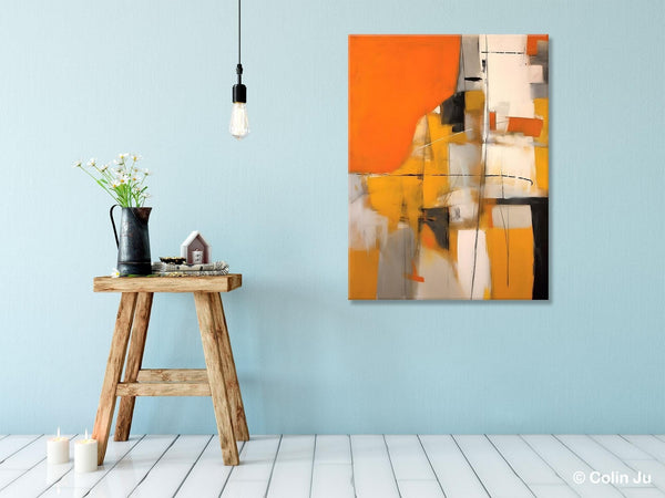 Large Paintings for Bedroom, Yellow Abstract Art Paintings, Large Contemporary Wall Art, Hand Painted Canvas Art, Original Modern Painting-Silvia Home Craft