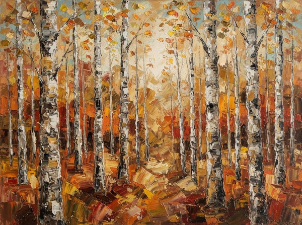 Autumn Birch Tree Forest Painting, Original Landscape Paintings, Original Oil Paintings, Buy Small Paintings Online, Hand Painted Canvas Art, Small Canvas Artwork
