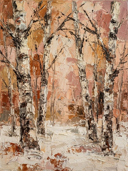 Original Landscape Paintings, Winter Birch Tree Painting, Small Canvas Wall Art Paintings, Original Artwork for Sale, Hand Painted Canvas Art, Impasto Heavy Texture Art