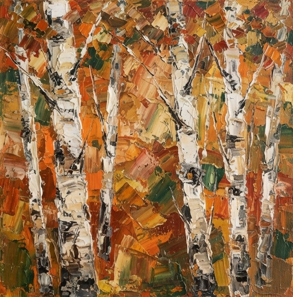 Original Landscape Paintings, Autumn Birch Tree Painting, Hand Painted Canvas Art, Miniature Canvas Art, Original Canvas Paintings