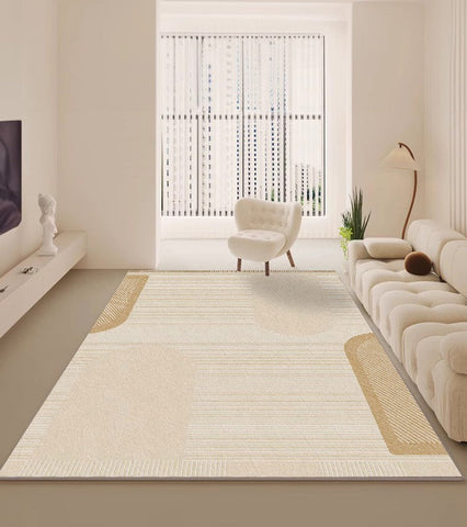 Cream Color Geometric Modern Rugs, Contemporary Soft Rugs for Living Room, Bedroom Modern Rugs, Modern Rugs for Dining Room-Silvia Home Craft