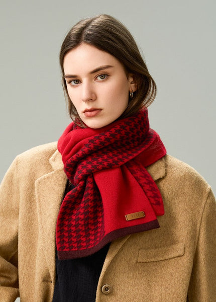 Fashion Designer Scarf, Modern Wool Scarf for Women, Casual Scarf for Women, Cold Weather Scarf, Red Winter Scarf, Soft Cashmere Scarf for Women-Silvia Home Craft