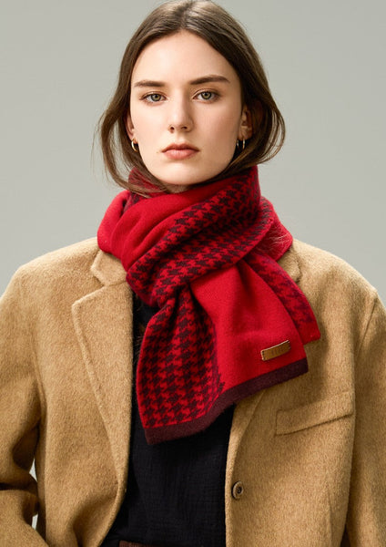 Fashion Designer Scarf, Modern Wool Scarf for Women, Casual Scarf for Women, Cold Weather Scarf, Red Winter Scarf, Soft Cashmere Scarf for Women-Silvia Home Craft