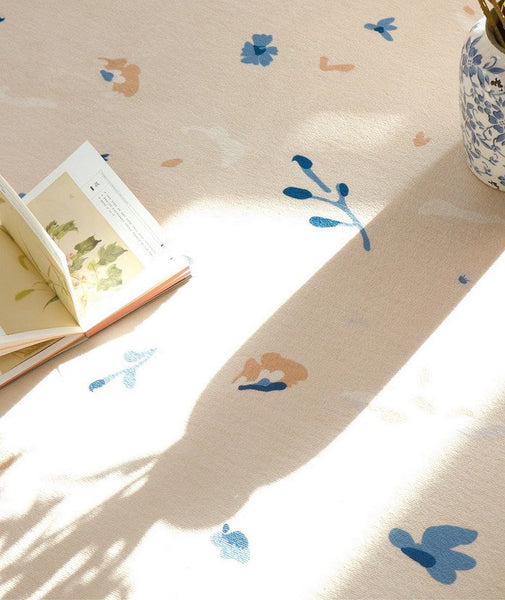 Large Modern Rugs for Bedroom, Modern Rugs for Living Room, Cream Color Flower Pattern Rugs under Coffee Table, Contemporary Modern Rugs for Dining Room-Silvia Home Craft