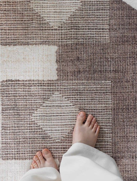 Modern Rugs under Dining Room Table, Mid Century Geometric Carpets, Abstract Modern Rugs for Living Room, Contemporary Modern Rugs Next to Bed-Silvia Home Craft