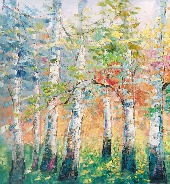 Landscape Canvas Painting, Spring Tree Painting, Landscape Painting for Bedroom, Impasto Paintings, Canvas Painting for Sale-Silvia Home Craft