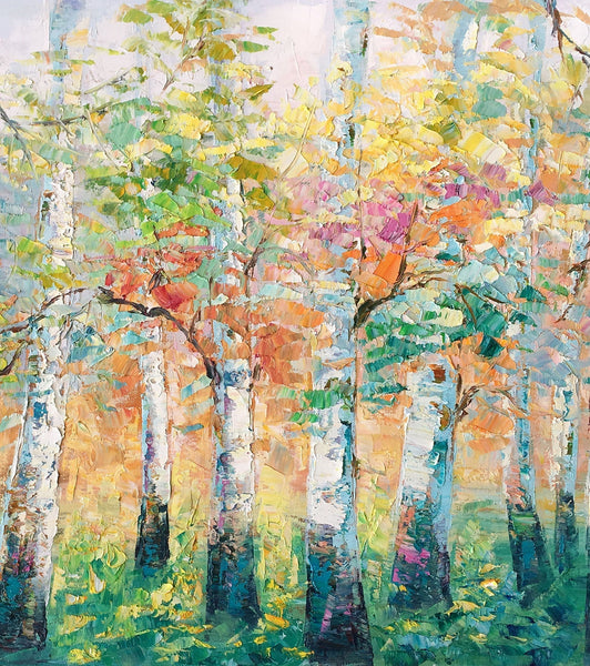 Landscape Canvas Painting, Spring Tree Painting, Landscape Painting for Bedroom, Impasto Paintings, Canvas Painting for Sale-Silvia Home Craft