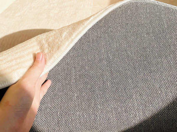 Modern Round Rugs under Coffee Table, Circular Rugs for Dining Table, Abstract Contemporary Rugs for Bedroom, Modern Cream Color Rugs for Living Room-Silvia Home Craft