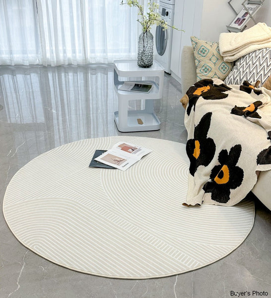 Bedroom Abstract Modern Area Rugs, Contemporary Modern Rug for Living Room, Geometric Round Rugs for Dining Room, Circular Modern Rugs under Chairs-Silvia Home Craft