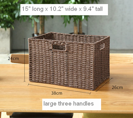 Large Woven Straw Storage Basket, Storage Basket for Bedroom, Rectangle Storage Basket, Picnic Storage Basket, Storage Basket for Toys-Silvia Home Craft