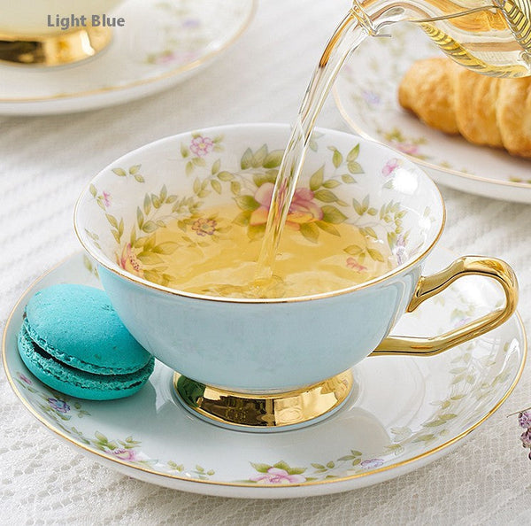 Elegant Ceramic Coffee Cups, Beautiful British Tea Cups, Unique Afternoon Tea Cups and Saucers in Gift Box, Royal Bone China Porcelain Tea Cup Set-Silvia Home Craft