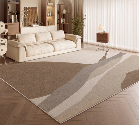 Elegant Modern Area Rugs under Sofa, Dining Room Floor Rugs, Abstract Contemporary Rugs for Bedroom, Mid Century Area Rugs for Living Room-Silvia Home Craft