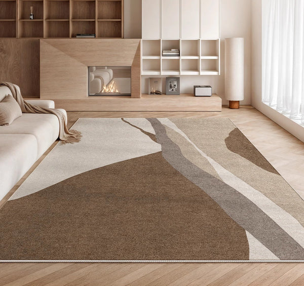 Elegant Modern Area Rugs under Sofa, Dining Room Floor Rugs, Abstract Contemporary Rugs for Bedroom, Mid Century Area Rugs for Living Room-Silvia Home Craft