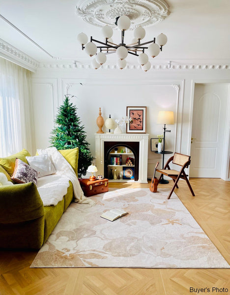 Soft Rugs for Bedroom, Contemporary Modern Rugs under Dining Room Table, French Style Modern Rugs for Interior Design, Flower Pattern Modern Rugs for Living Room-Silvia Home Craft