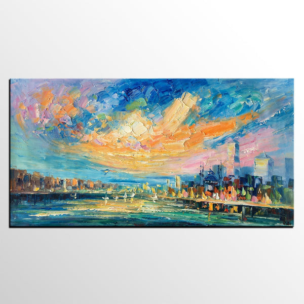 Abstract Cityscape Art, Abstract Canvas Art, Impasto Artwork, Canvas Painting, Custom Extra Large Painting