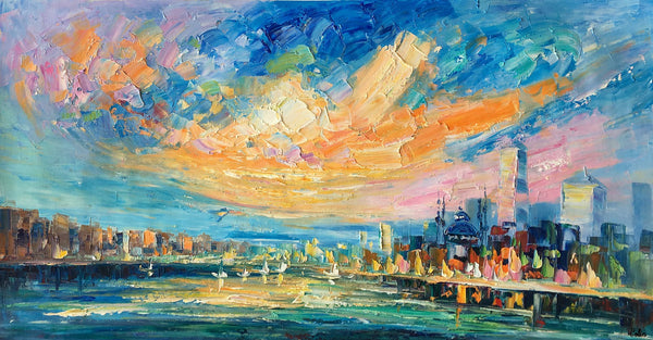 Abstract Cityscape Art, Abstract Canvas Art, Impasto Artwork, Canvas Painting, Custom Extra Large Painting