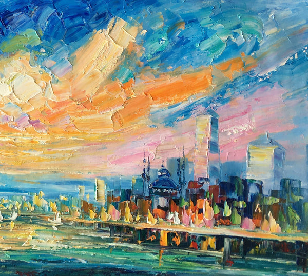 Abstract Cityscape Art, Abstract Canvas Art, Impasto Artwork, Canvas Painting, Custom Extra Large Painting