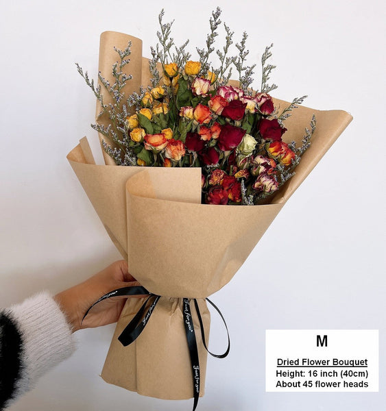 Red Yellow Purple Dried Rose Floral, Dried Rose Flower Bouquet, A Bouquet of Dried Rose Flowers, Natural Dried Rose Flower Bunches, A Bunch Dried Rose Flowers-Silvia Home Craft