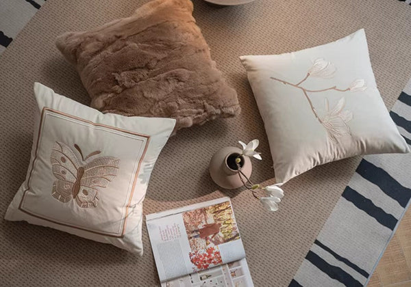 Decorative Pillow Arrangement Ideas for Couch, Modern Decorative Pillows for Bedroom, Embroidered Butterfly Pillow Covers, Large Decorative Throw Pillows for Living Room-Silvia Home Craft