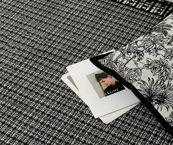 Contemporary Area Rugs under Sofa, Black Modern Area Rug for Living Room, Bedroom Modern Floor Rugs, Large Area Rugs for Office-Silvia Home Craft