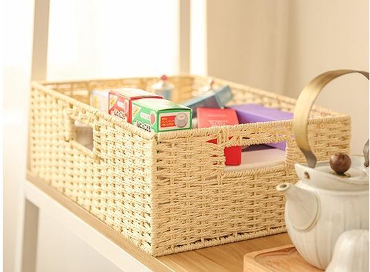 Woven Straw basket, Storage Basket, Rectangle Basket, Picnic Basket-Silvia Home Craft