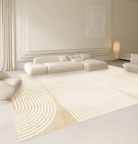 Dining Room Modern Rugs, Thick Soft Modern Rugs for Living Room, Cream Color Modern Living Room Rugs, Contemporary Rugs for Bedroom-Silvia Home Craft