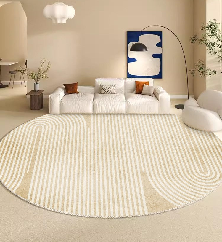 Contemporary Modern Rug Ideas for Living Room, Thick Round Rugs under Coffee Table, Modern Round Rugs for Dining Room, Circular Modern Rugs for Bedroom-Silvia Home Craft