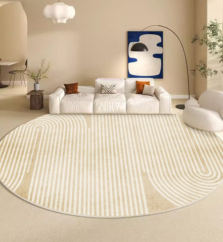 Contemporary Modern Rug Ideas for Living Room, Thick Round Rugs under Coffee Table, Modern Round Rugs for Dining Room, Circular Modern Rugs for Bedroom-Silvia Home Craft