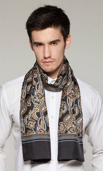 Long Men Silk Scarf, High Quality Silk Necktie, Business Silk Scarf Men, Silk Scarf For Suit, British Style Long Scarf, Luxury Silk Neck Scarf, Mens Spring Autumn Scarf, Formal Wear Silk Scarf-Silvia Home Craft