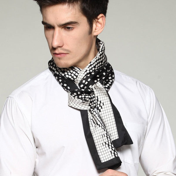 High Quality Silk Necktie, Business Silk Scarf Men, Long Men Silk Scarf, Silk Scarf For Suit, British Style Long Scarf, Luxury Silk Neck Scarf, Mens Spring Autumn Scarf, Formal Wear Silk Scarf-Silvia Home Craft