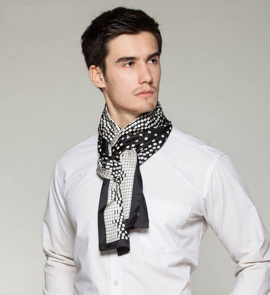 High Quality Silk Necktie, Business Silk Scarf Men, Long Men Silk Scarf, Silk Scarf For Suit, British Style Long Scarf, Luxury Silk Neck Scarf, Mens Spring Autumn Scarf, Formal Wear Silk Scarf-Silvia Home Craft