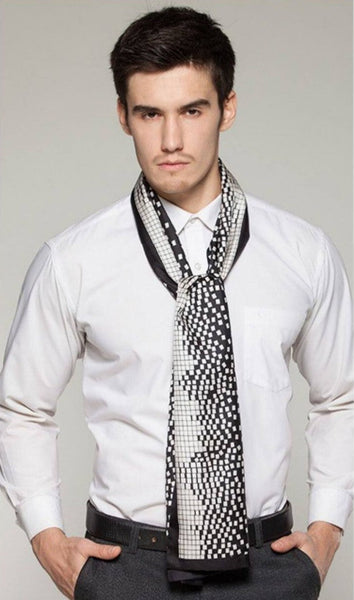 High Quality Silk Necktie, Business Silk Scarf Men, Long Men Silk Scarf, Silk Scarf For Suit, British Style Long Scarf, Luxury Silk Neck Scarf, Mens Spring Autumn Scarf, Formal Wear Silk Scarf-Silvia Home Craft