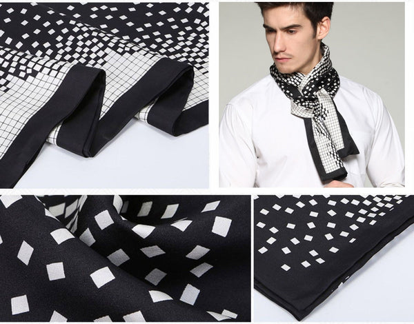 High Quality Silk Necktie, Business Silk Scarf Men, Long Men Silk Scarf, Silk Scarf For Suit, British Style Long Scarf, Luxury Silk Neck Scarf, Mens Spring Autumn Scarf, Formal Wear Silk Scarf-Silvia Home Craft
